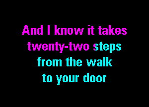 And I know it takes
twenty-two steps

from the walk
to your door