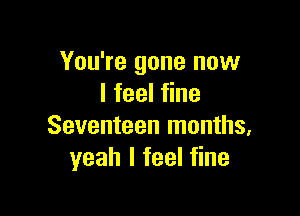 You're gone now
I feel fine

Seventeen months,
yeah I feel fine