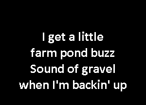 lget a little

farm pond buzz
Sound of gravel
when I'm backin' up