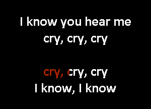 I know you hear me
CW, CW, CW

cry) cry) Cry
I know, I know