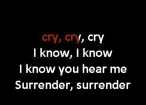 CW) CW) CW

I know, I know
I know you hear me
Surrender, surrender