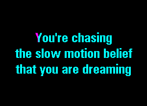 You're chasing

the slow motion belief
that you are dreaming