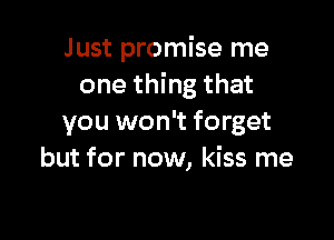 Just promise me
one thing that

you won't forget
but for now, kiss me