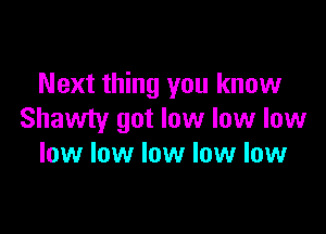 Next thing you know

Shawty got low low low
low low low low low
