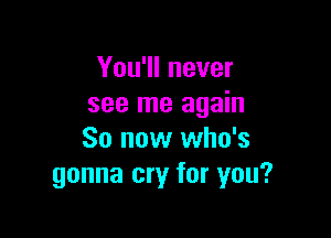 You'll never
see me again

So now who's
gonna cry for you?