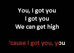 You, I got you
lgotyou
We can get high

'cause I got you, you