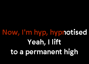 Now, I'm hyp, hypnotised
Yeah, I lift
to a permanent high