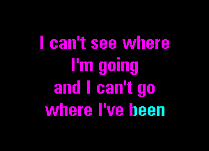 I can't see where
I'm going

and I can't go
where I've been