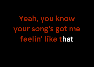 Yeah, you know
your song's got me

feelin' like that