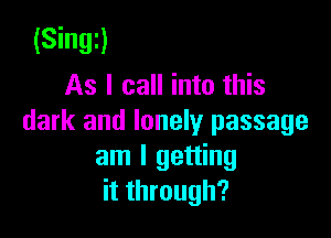 (Singi)
As I call into this

dark and lonely passage
am I getting
it through?