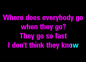 Where does everybody go
when they go?

They go so fast
I don't think they know