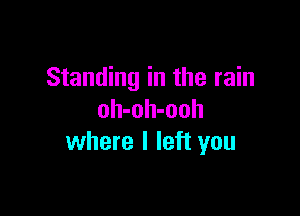 Standing in the rain

oh-oh-ooh
where I left you