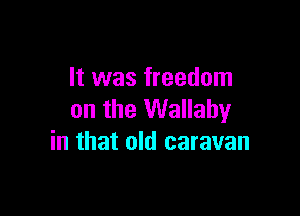 It was freedom

on the Wallabyr
in that old caravan