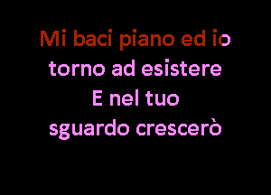 Mi baci piano ed io
torno ad esistere

E nel tuo
sguardo crescerb