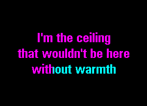 I'm the ceiling

that wouldn't be here
without warmth