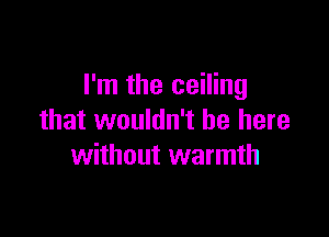 I'm the ceiling

that wouldn't be here
without warmth