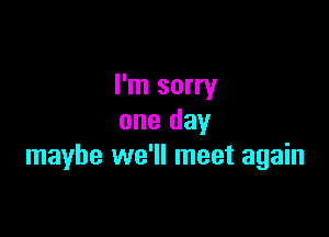 I'm sorry

one day
maybe we'll meet again