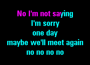 No I'm not saying
I'm sorry

one day
maybe we'll meet again
no no no no