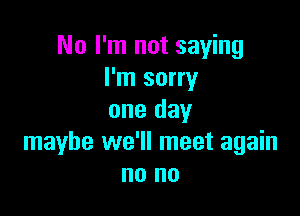 No I'm not saying
I'm sorry

one day
maybe we'll meet again
no no