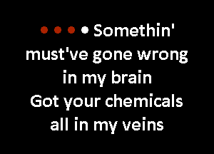 o 0 0 0 Somethin'
must've gone wrong

in my brain
Got your chemicals
all in my veins