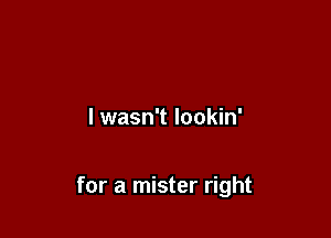 I wasn't lookin'

for a mister right