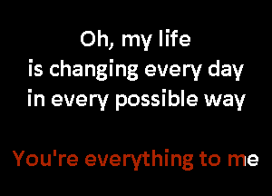 Oh, my life
is changing every day

in every possible way

You're everything to me