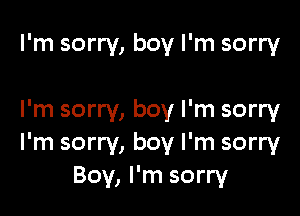 I'm sorry, boy I'm sorry

I'm sorry, boy I'm sorry
I'm sorry, boy I'm sorry
Boy, I'm sorry