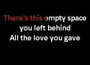 There's this empty space
you left behind

All the love you gave