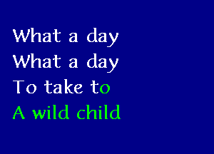 What a day
What a day

To take to
A wild child