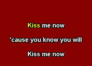 Kiss me now

'cause you know you will

Kiss me now