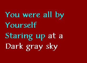 You were all by
Yourself

Staring up at a
Dark gray sky