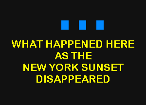 WHAT HAPPENED HERE

AS THE
NEW YORK SUNSET
DISAPPEARED