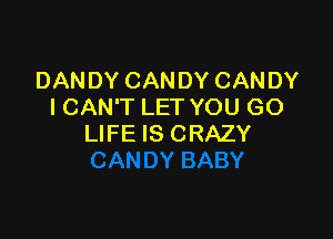 DANDY CANDY CANDY
I CAN'T LET YOU GO

LIFEISCRAZY