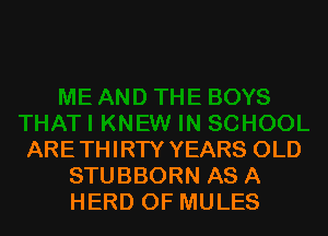 ARETHIRTY YEARS OLD
STUBBORN AS A
HERD OF MULES