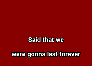 Said that we

were gonna last forever