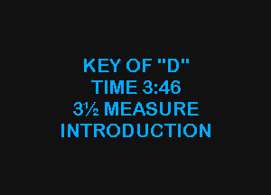 KEY OF D
TIME 3i46

3V2 MEASURE
INTRODUCTION