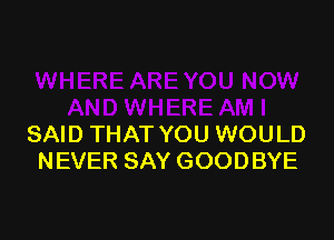 SAID THAT YOU WOULD
NEVER SAY GOODBYE