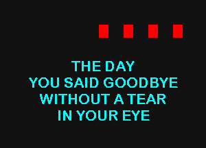 THE DAY

YOU SAID GOODBYE
WITHOUT ATEAR
IN YOUR EYE