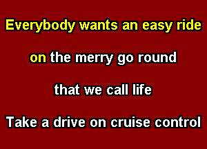 Everybody wants an easy ride
on the merry go round
that we call life

Take a drive on cruise control