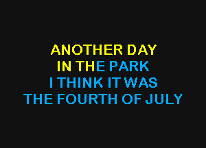 ANOTHER DAY
IN THE PARK

ITHINK ITWAS
THE FOURTH OF JULY