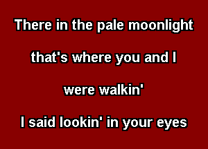 There in the pale moonlight
that's where you and I

were walkin'

I said lookin' in your eyes