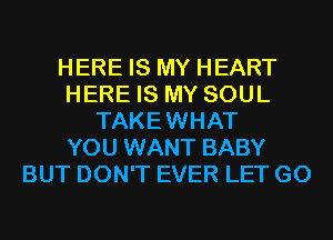 HERE IS MY HEART
HERE IS MY SOUL
TAKEWHAT
YOU WANT BABY
BUT DON'T EVER LET G0