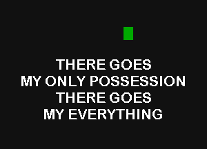 THERE GOES

MY ONLY POSSESSION
THERE GOES
MY EVERYTHING