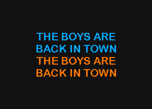 THEBOYSARE
BACKINTOWml

THEBOYSARE
BACKINTOWNI