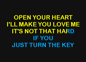 OPEN YOUR HEART
I'LL MAKE YOU LOVE ME
IT'S NOT THAT HARD
IFYOU
JUST TURN THE KEY