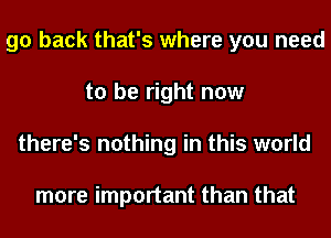 go back that's where you need
to be right now
there's nothing in this world

more important than that