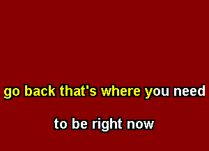 go back that's where you need

to be right now