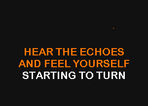 HEAR THE ECHOES
AND FEEL YOURSELF
STARTING TO TURN

g