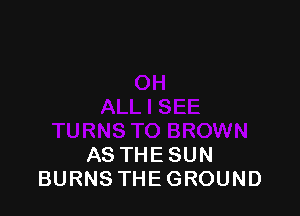 AS THESUN
BURNSTHEGROUND