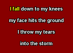 I fall down to my knees

my face hits the ground

I throw my tears

into the storm